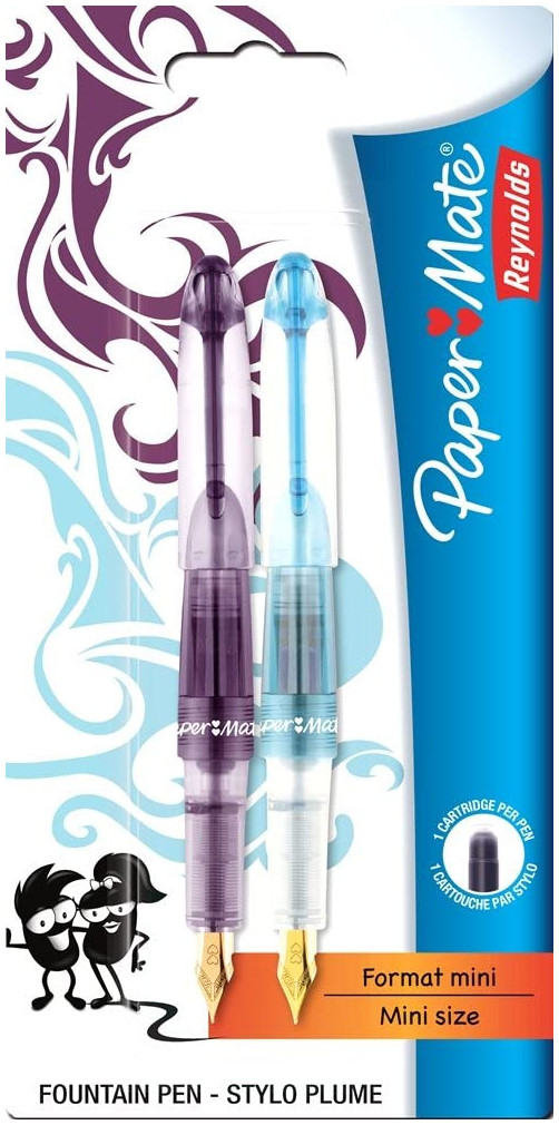 Papermate Mini + Fountain Pen - Medium - Purple & Blue (Blister of 2)