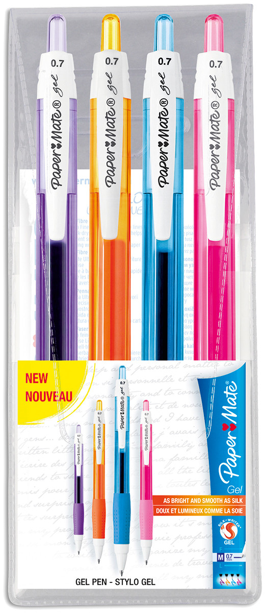 Papermate Silkwriter Capped Gel Pen - Medium - Assorted Colours (Pack of 4)