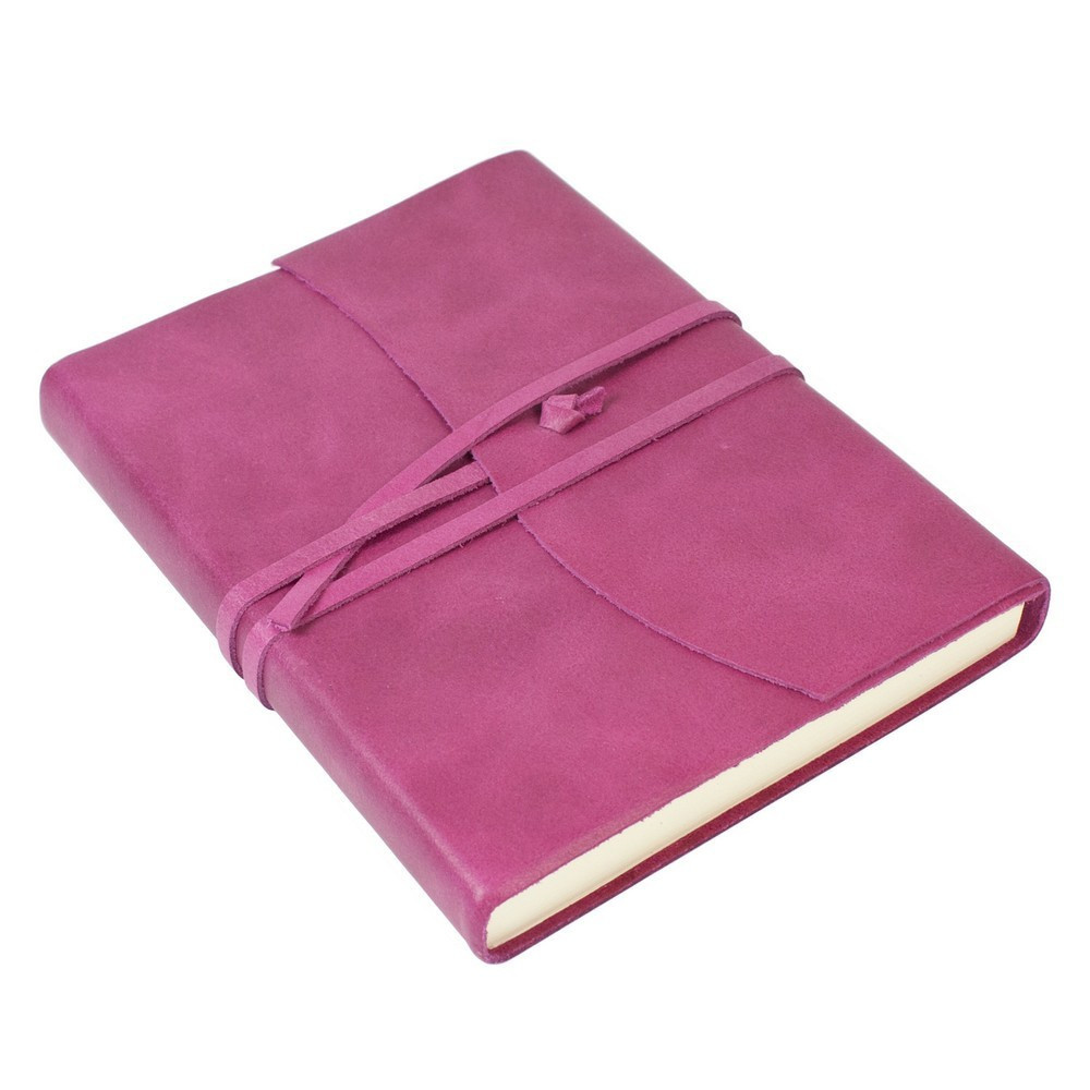Papuro Amalfi Leather Journal - Raspberry - Medium