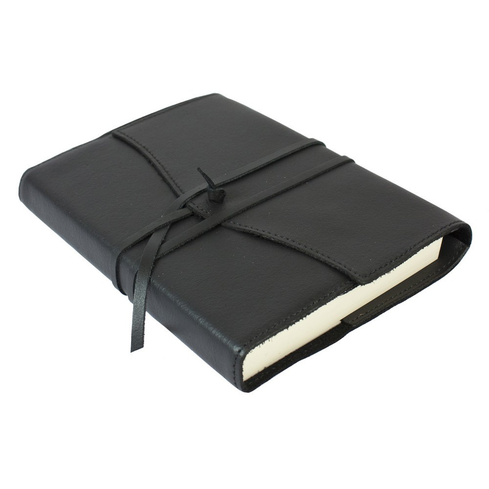 Papuro Milano Medium Refillable Journal - Black with Plain Pages