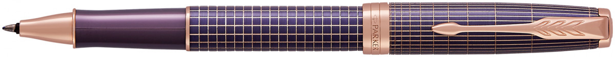 Parker Sonnet Rollerball Pen - Chiselled Purple Matrix Pink Gold Trim