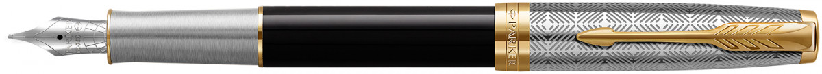 Parker Sonnet Premium Fountain Pen - Metal & Black with Solid 18K Gold Nib