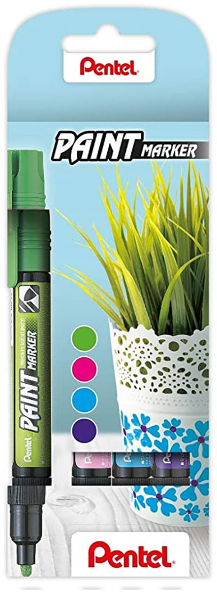 Pentel MMP20 Paint Markers - Bullet Tip - Assorted Vibrant Colours (Wallet of 4)