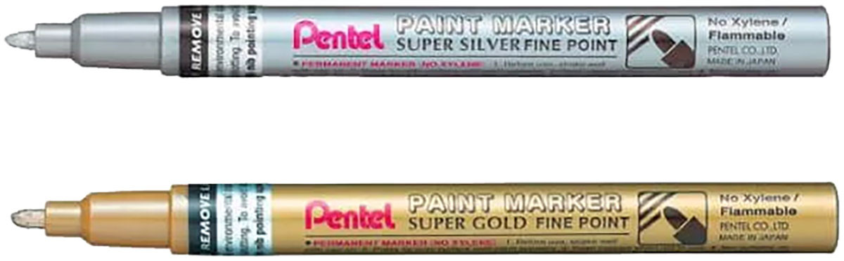 Pentel Arts Paint Markers - Fine - Gold & Silver (Pack of 2)