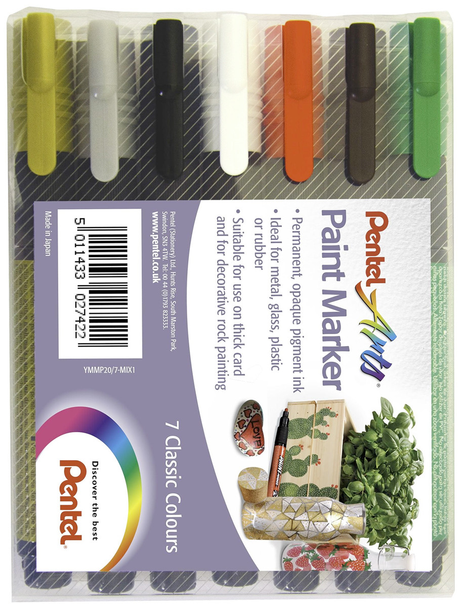 Pentel Arts Paint Markers - Bullet Tip - Classic Colours (Wallet of 7)