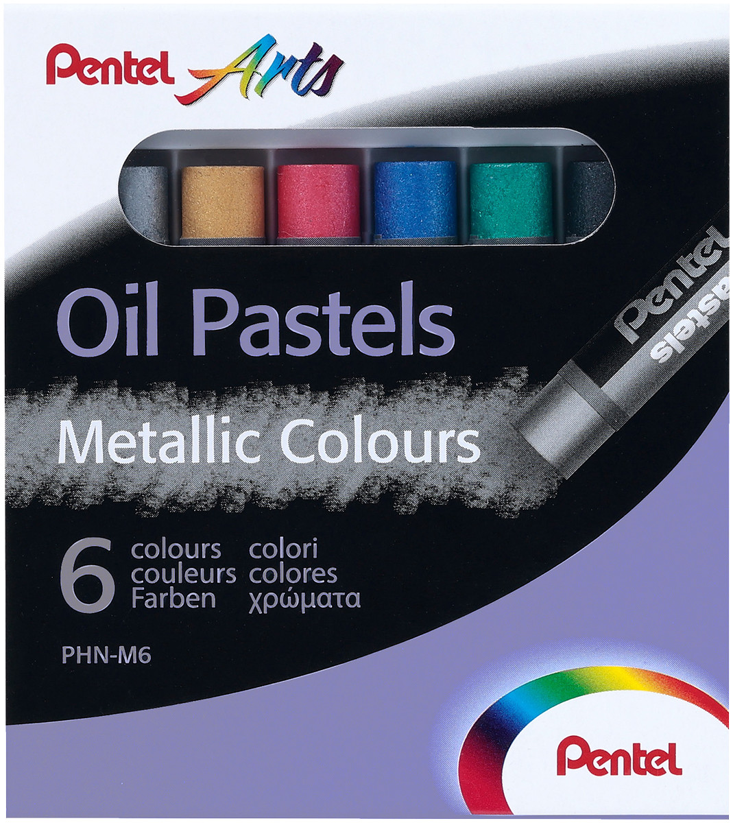 Pentel Arts Oil Pastels - Assorted Metallic Colours (Pack of 6)
