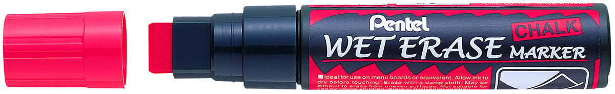 Pentel Jumbo Wet Erase Chalk Markers - Red (Wallet of 4)
