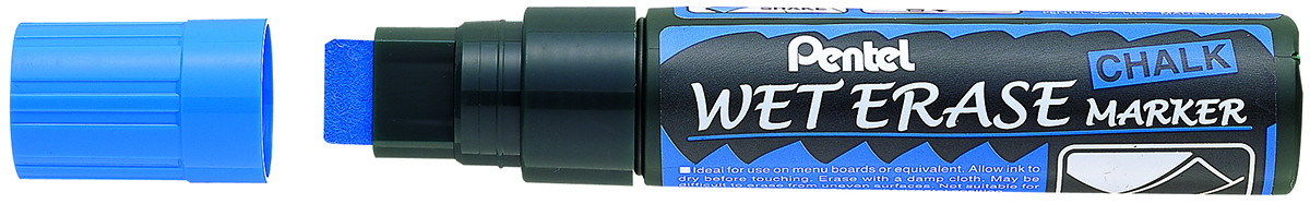 Pentel Jumbo Wet Erase Chalk Markers - Blue (Wallet of 4)