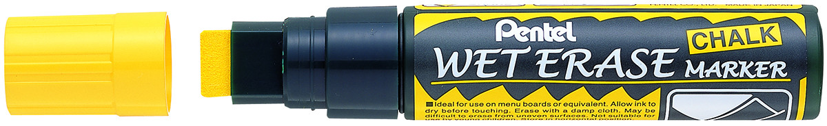 Pentel Jumbo Wet Erase Chalk Markers - Yellow (Wallet of 4)