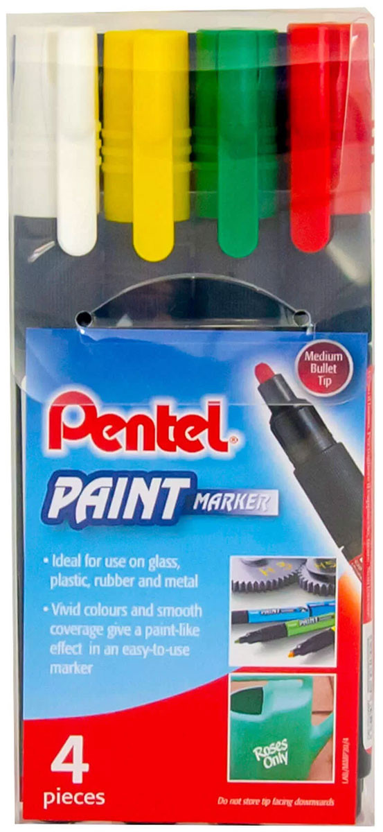 Pentel MMP20 Paint Markers - Bullet Tip - Assorted Bright Colours (Wallet of 4)