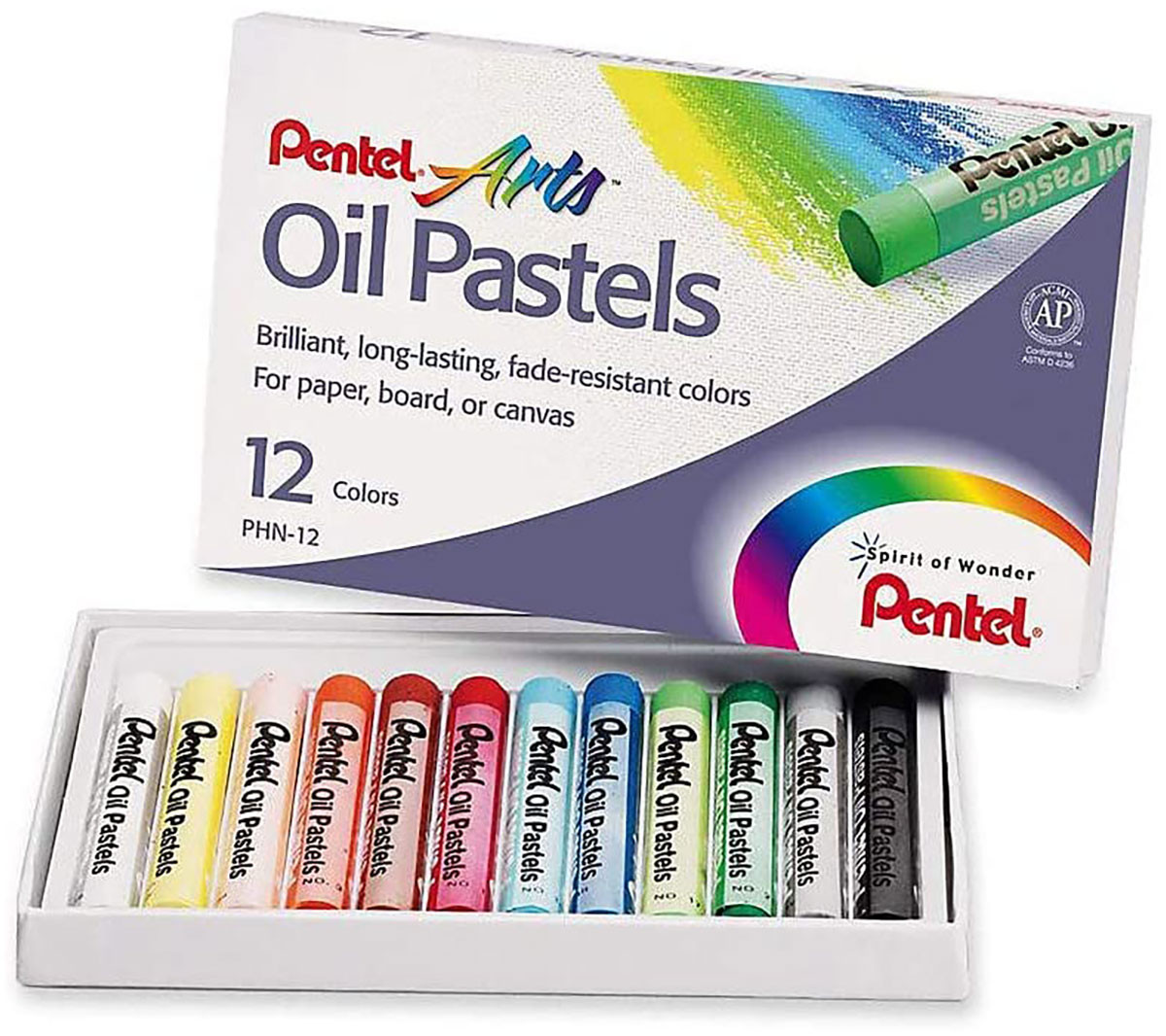 Pentel Oil Pastels Large Assorted Colours (Pack of 12) GHT-12