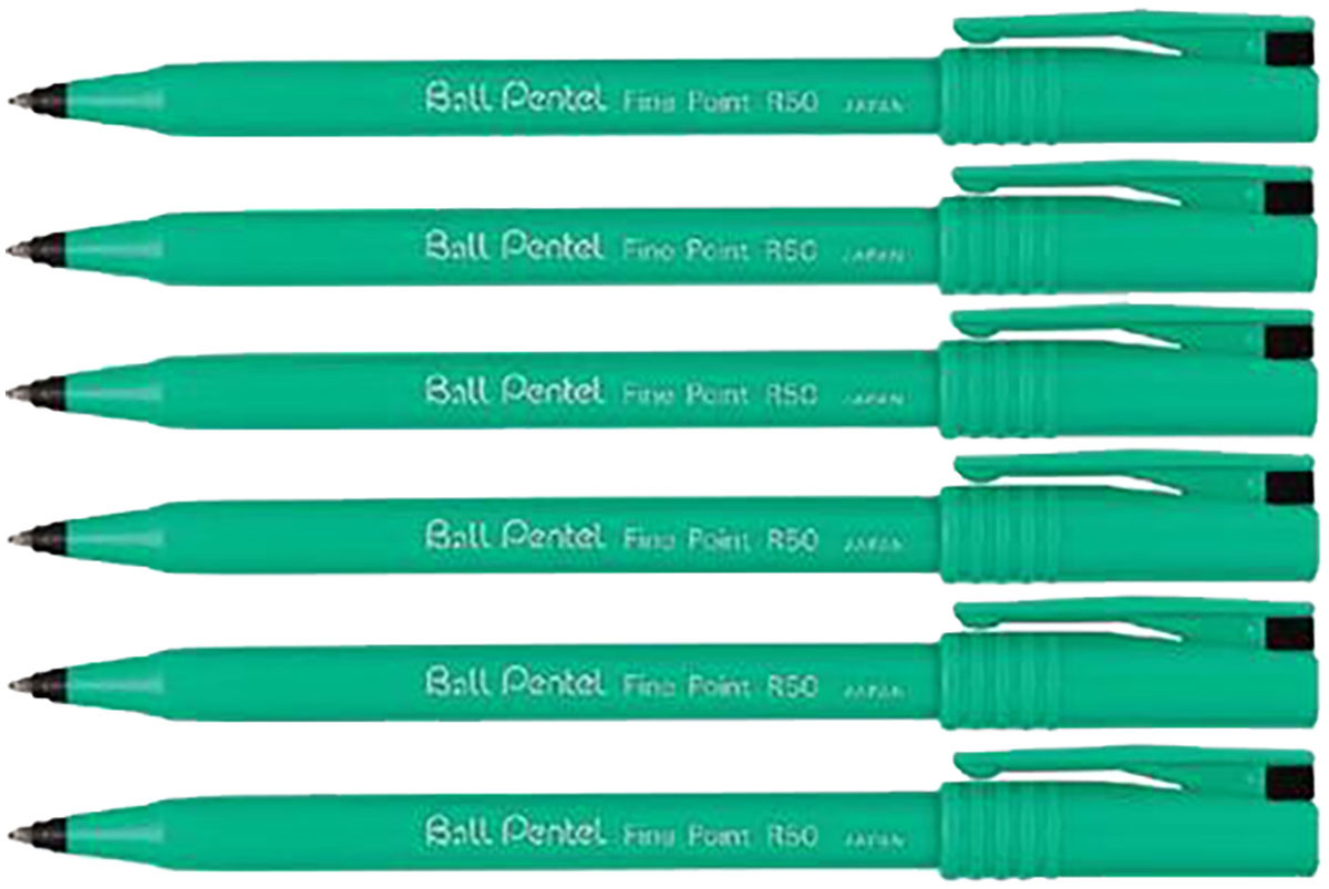 Pentel Recycled Capped Rollerball Pens - Black (Pack of 6)