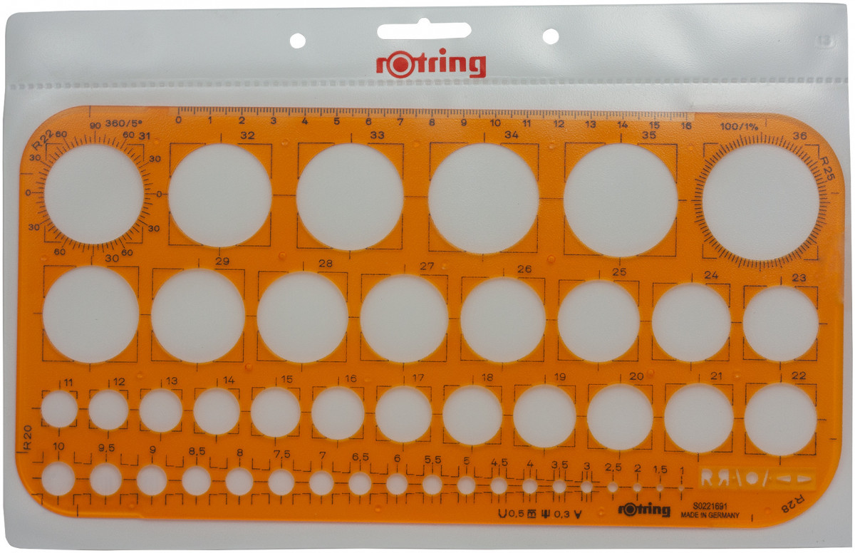 Rotring Template - Circles - 1.0mm to 36mm