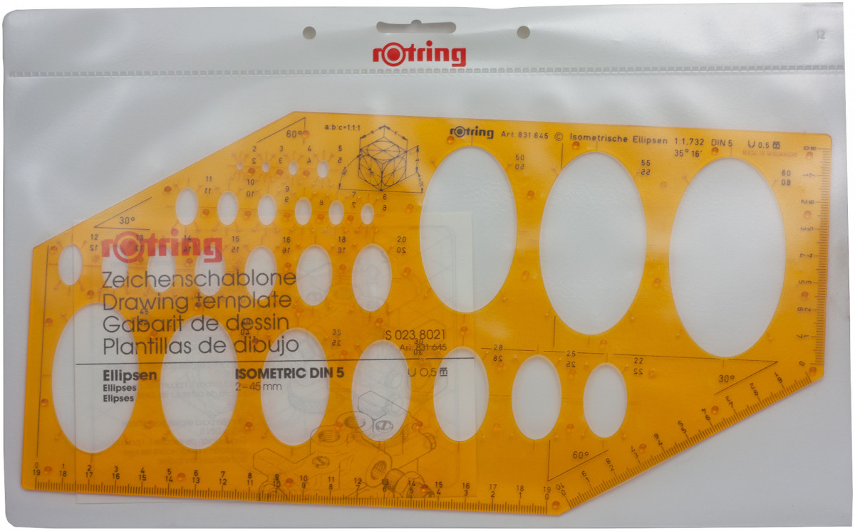 Ellipses 1:3 Approx 19.5 degrees NEW Rotring Technical Drawing Template 