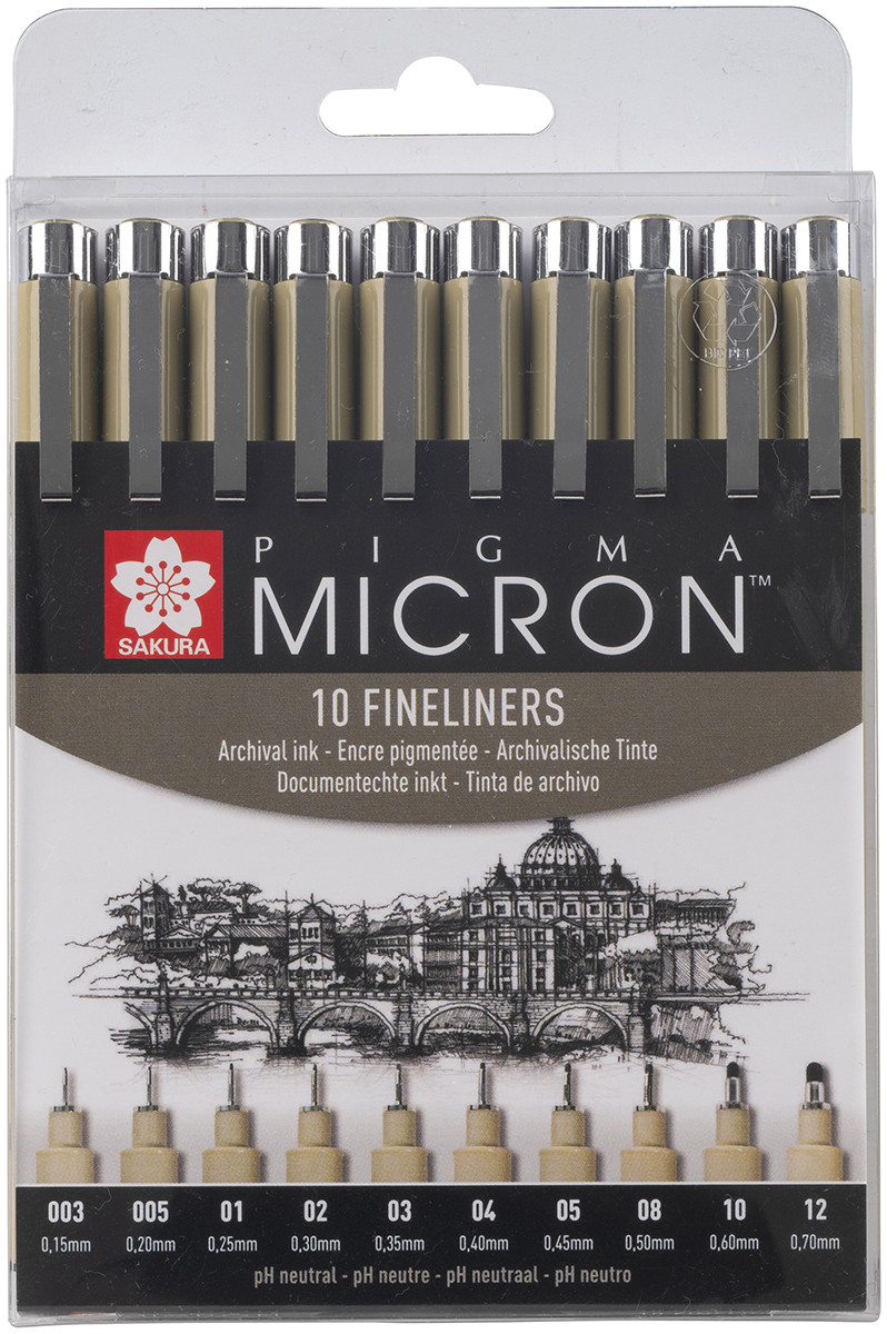 Sakura Pigma Micron Fineliners, Archival Black, 005 Tip Size, 6 Pack 