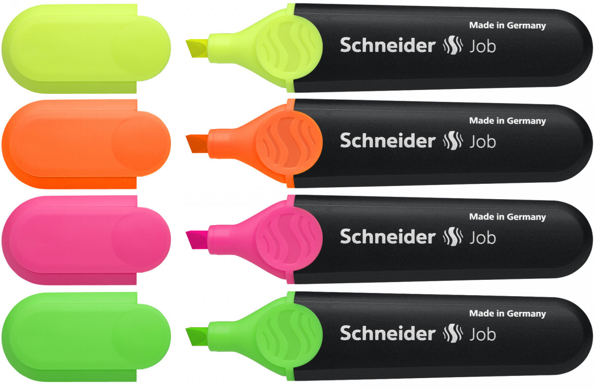 Schneider Job Highlighters - Assorted Colours (Pack of 4)