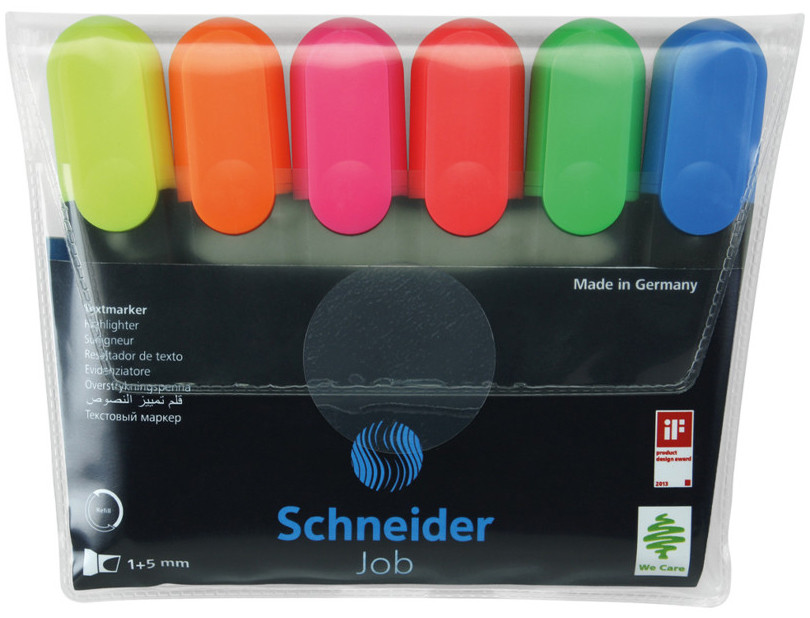 Schneider Job Highlighters - Assorted Colours (Pack of 6)