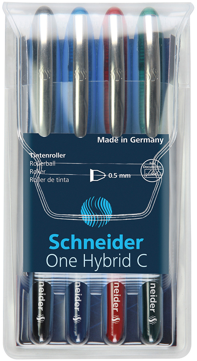 Schneider One Hybrid C Rollerball Pens - 0.5mm - Assorted Colours (Pack of 4)