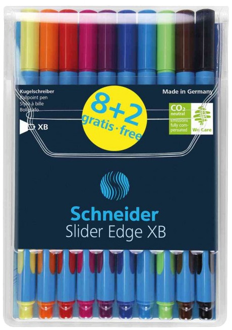 Schneider Slider Edge Ballpoint Pen - Extra Broad - Assorted Colours (Pack of 10)