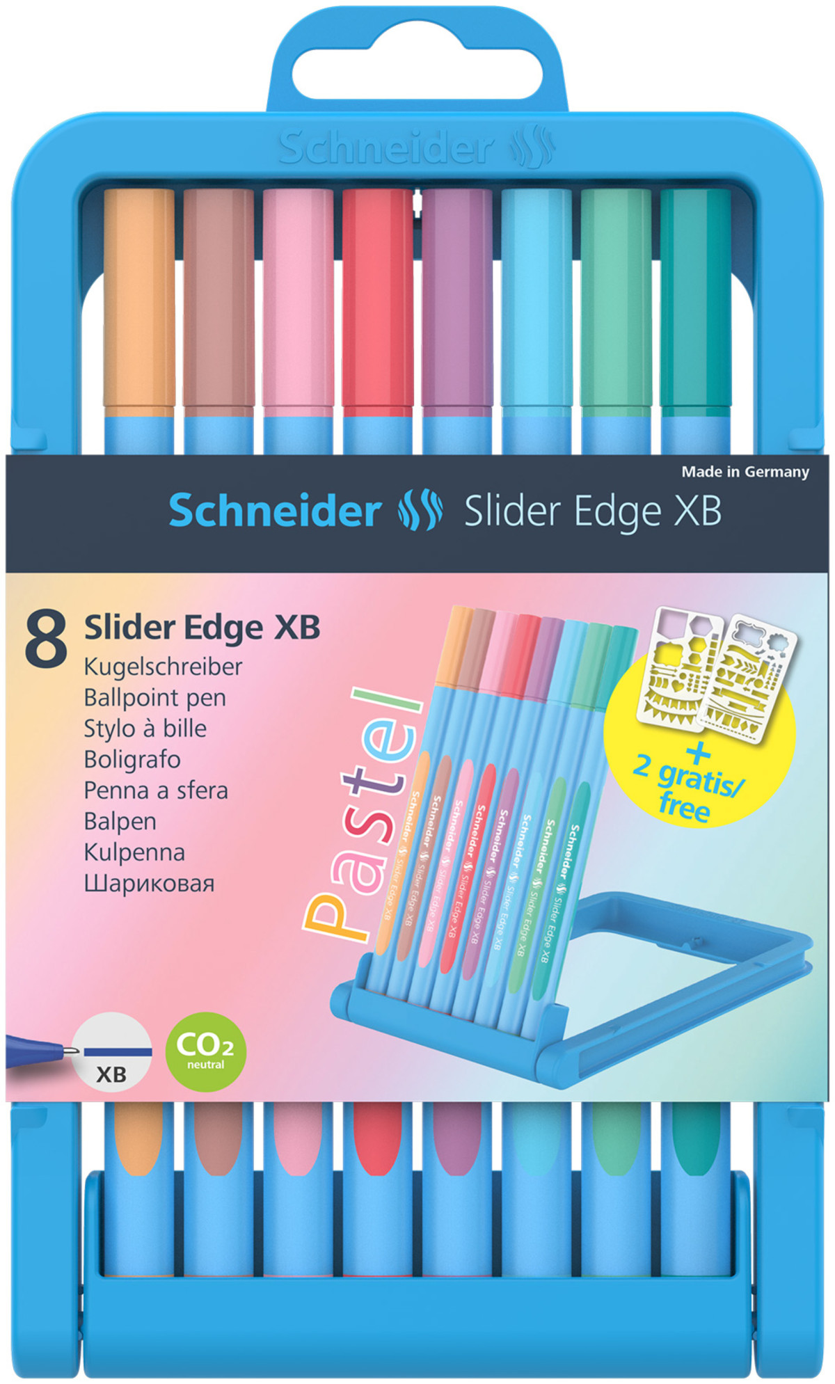 Napier Loodgieter Accor Schneider Slider Edge Ballpoint Pen - Extra Broad - Assorted Pastel Colours  (Pack of 8) | 152289 | The Online Pen Company