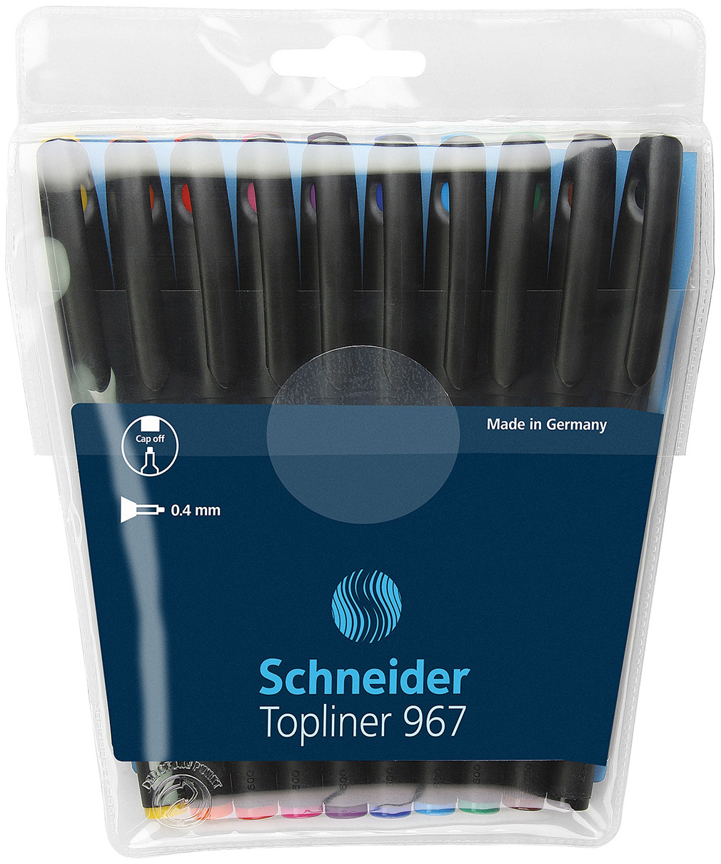Schneider Topliner 967 Fineliner Pens - Assorted Colours (Pack of 10)