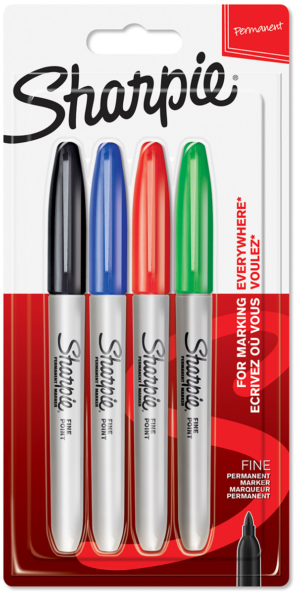 Sharpie Fine Marker Pens - Standard Colours (Pack of 4)