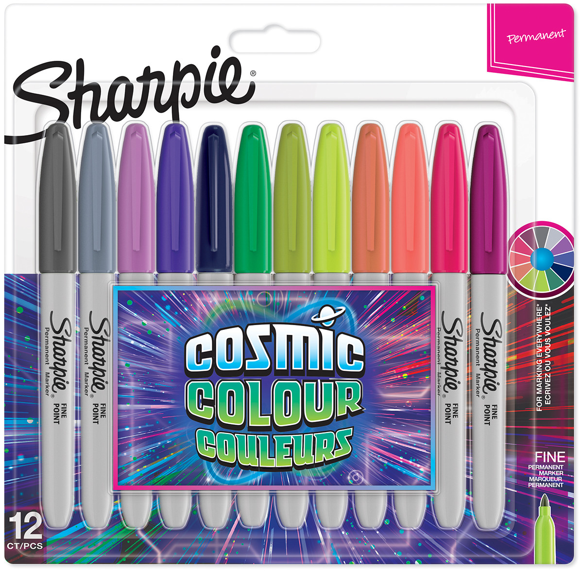 Sharpie Fine Marker Pens - Cosmic Colours (Pack of 12)