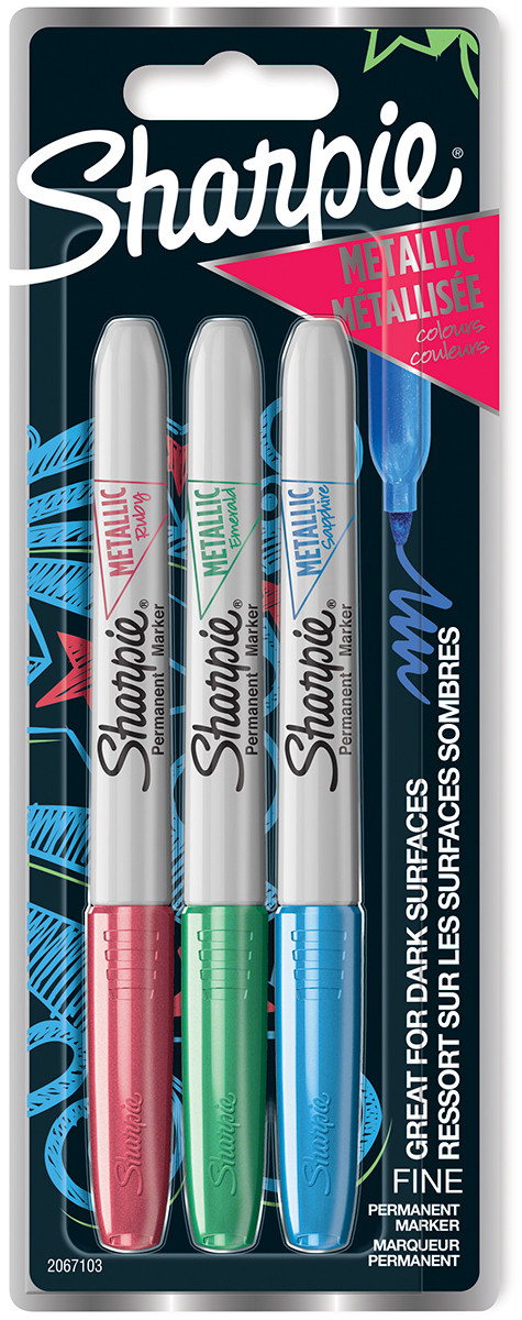 Sharpie Fine Marker Pens - Metalic Colours (Blister of 3), 2067103