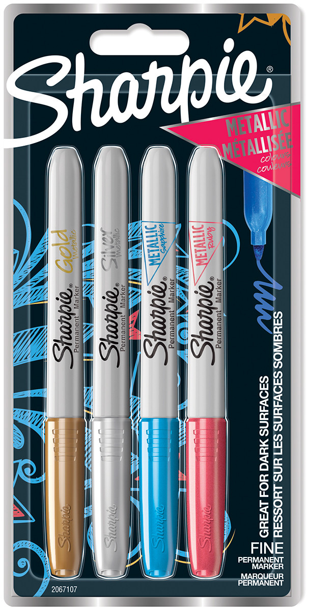 Sharpie Fine Marker Pens - Metallic Colours (Blister of 4)