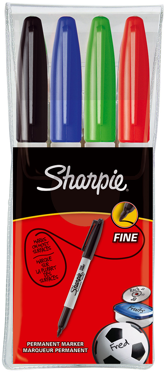 Sharpie Fine Marker Pen - Assorted Colours (Pack of 4)
