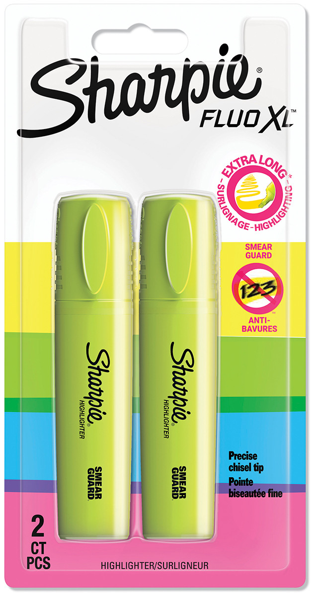 Sharpie Fluo XL Highlighters - Yellow (Blister of 2)