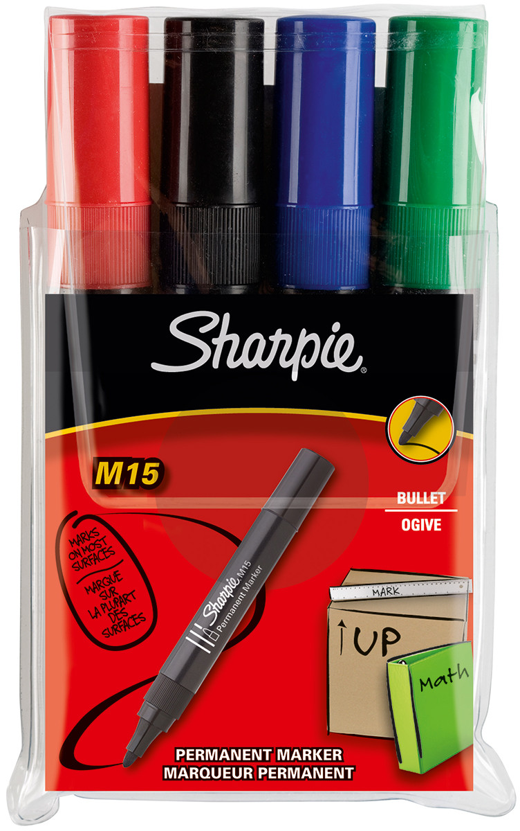 Sharpie M15 Marker Pen Bullet - Assorted Colours (Pack of 4)