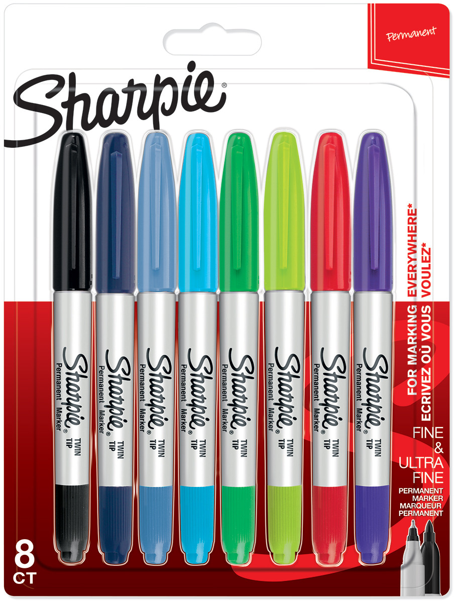 Sharpie Twin Tip Marker Pens - Assorted Colours (Blister of 8)