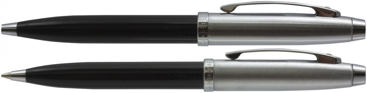Sheaffer 100 Ballpoint Pen & Pencil Set - Gloss Black Brushed Chrome