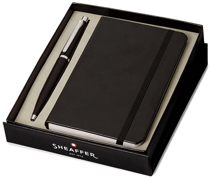 Sheaffer VFM Ballpoint Pen Gift Set - Matte Black Chrome Trim with A6 Notebook