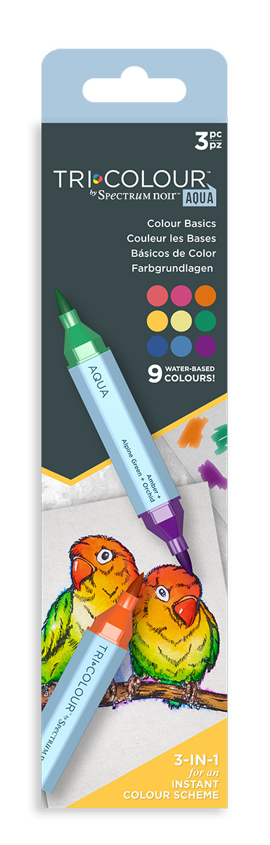 Spectrum Noir TriColour Aqua Markers - Colour Basics (Pack Of 3)