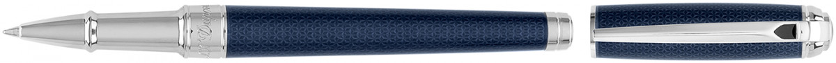 S.T. Dupont Line-D Medium Rollerball Pen - Guilloche Blue & Palladium