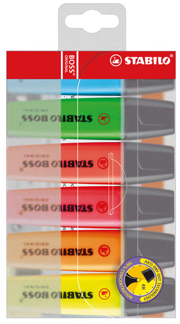 STABILO BOSS Original Highlighter Pen - Assorted Colours (Pack of 6)
