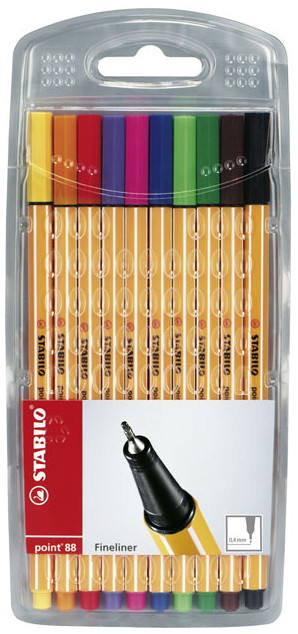 STABILO point 88 Fineliner Pen - Assorted Colours (Pack of 10)