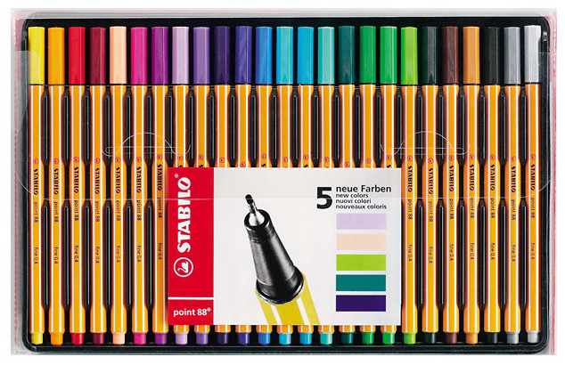STABILO point 88 Fineliner Pen - Assorted Colours (Pack of 25)