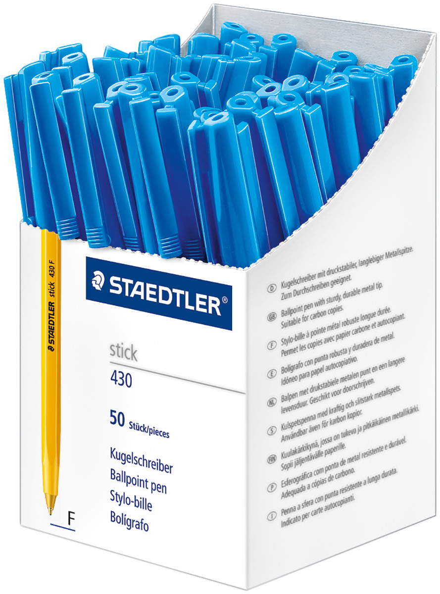 STAEDTLER Stick 430 Fine Tip Ballpoint Pens - Blue Red Black - Choose  Quantity