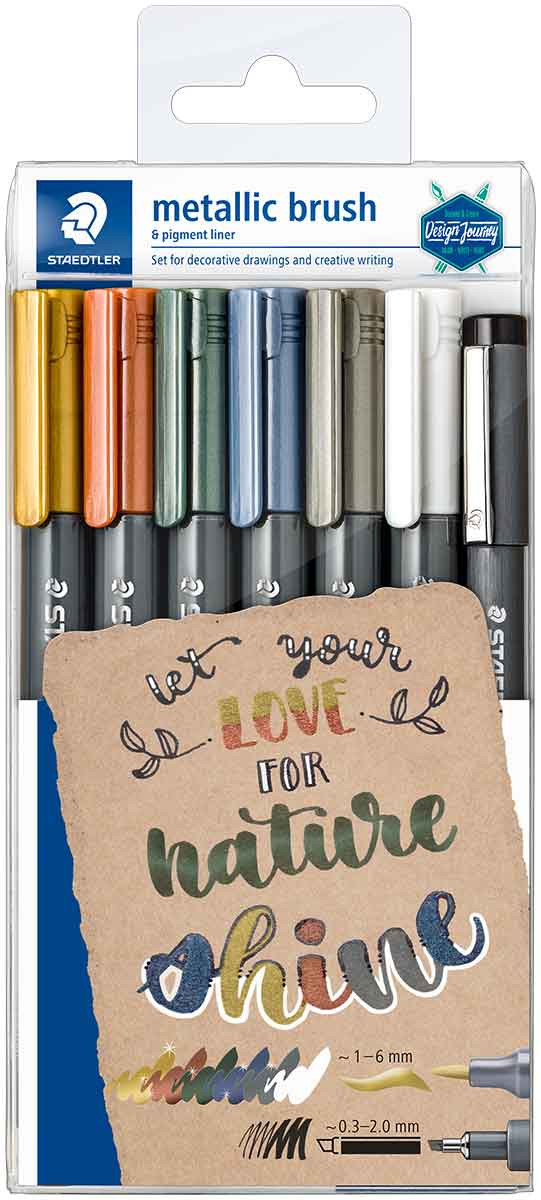 Staedtler Metallic Brush Pens - Assorted Colours (Wallet of 7)