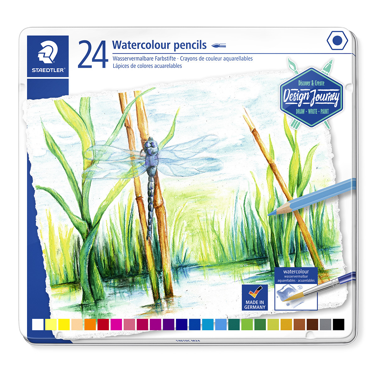 Staedtler Design Journey Watercolour Pencils - Assorted Colours (Tin of 24)