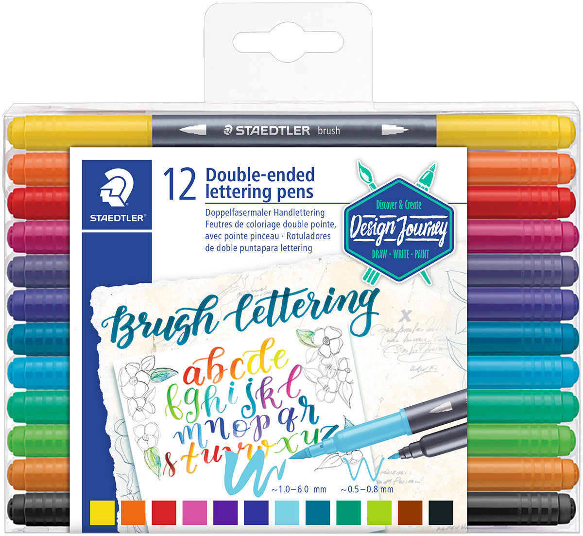 Staedtler Double Ended Lettering Pen - Assorted Colours (Pack of 12)