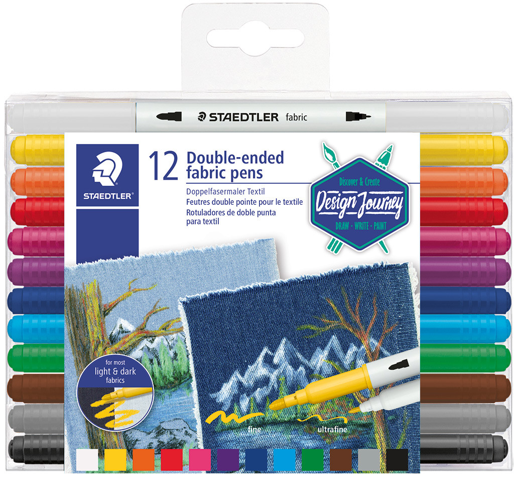 Staedtler Double Ended Fabric Pens - Assorted Colours (Wallet of 12)