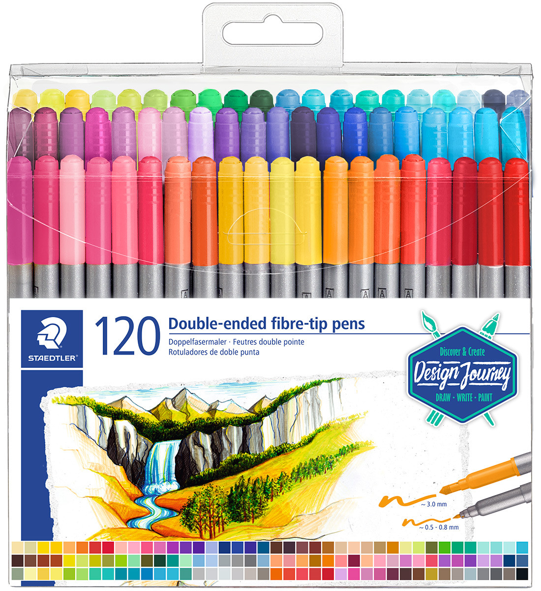 Staedtler Double Ended Fibre Tip Pens - Assorted Colours (Wallet of 120)