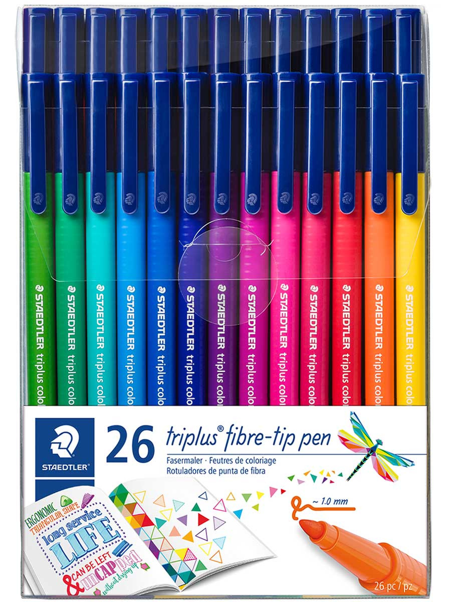 Staedtler Triplus Fibre Tip Pens - Assorted Colours (Pack of 26)