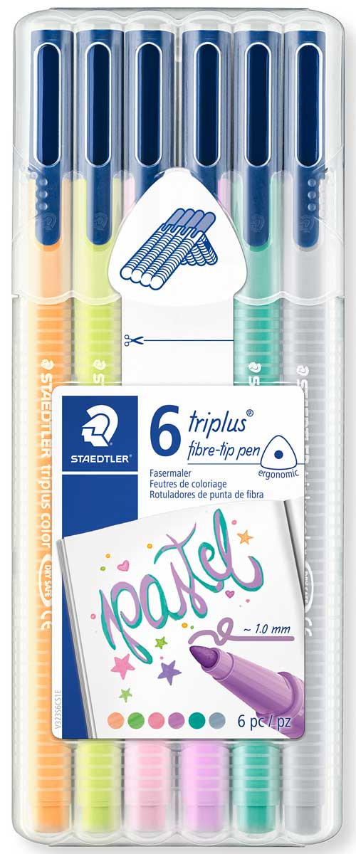 Staedtler Triplus Fibre Tip Pens - Assorted Pastel Colours (Pack of 6)