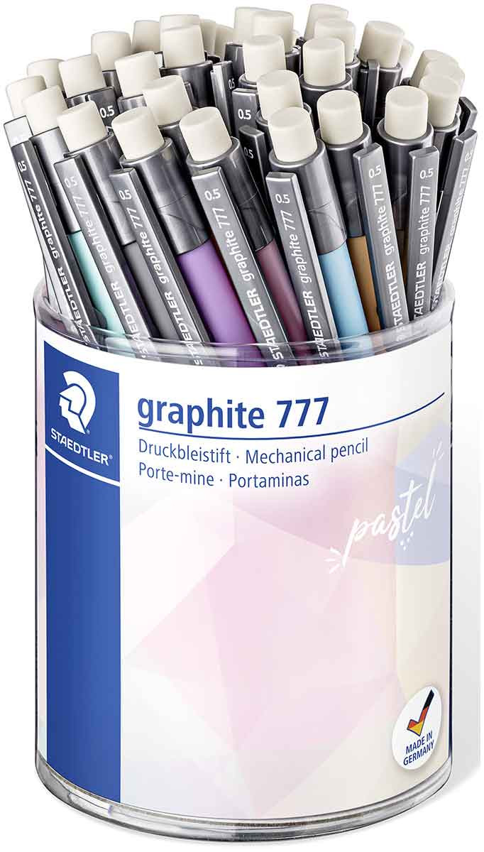 Staedtler Graphite 777 Mechanical Pencils - 0.5mm - Assorted Pastel Colours (Cup of 36)
