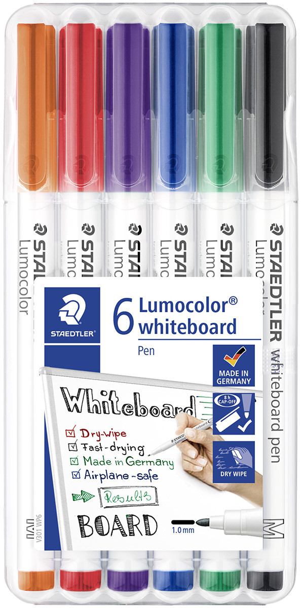 Staedtler Lumocolor Slim Whiteboard Pen - Assorted Colours (Pack of 6)